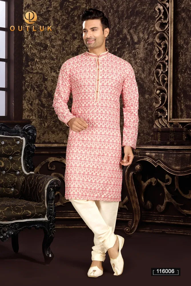 Outluk Designer Festive Wear Mens Kurta Pajama Wholesale Market In Surat
